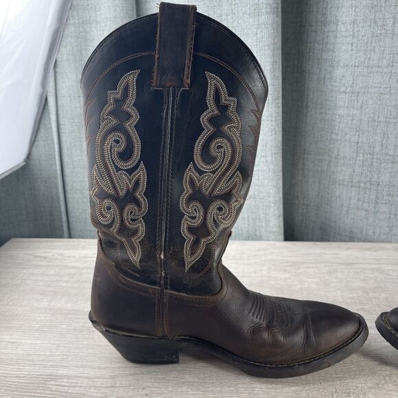 VTG Double H Boots Men\'s 7M Brown Patina Cowboy Western Oil Resistant DH1702 main image 11